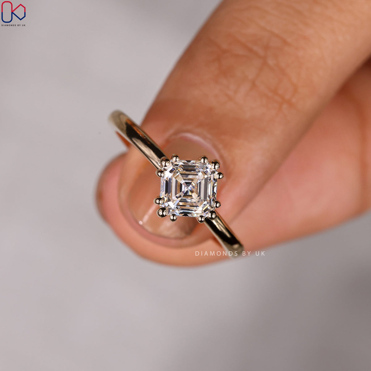 Asscher Cut Engagement Ring In Solitaire Style