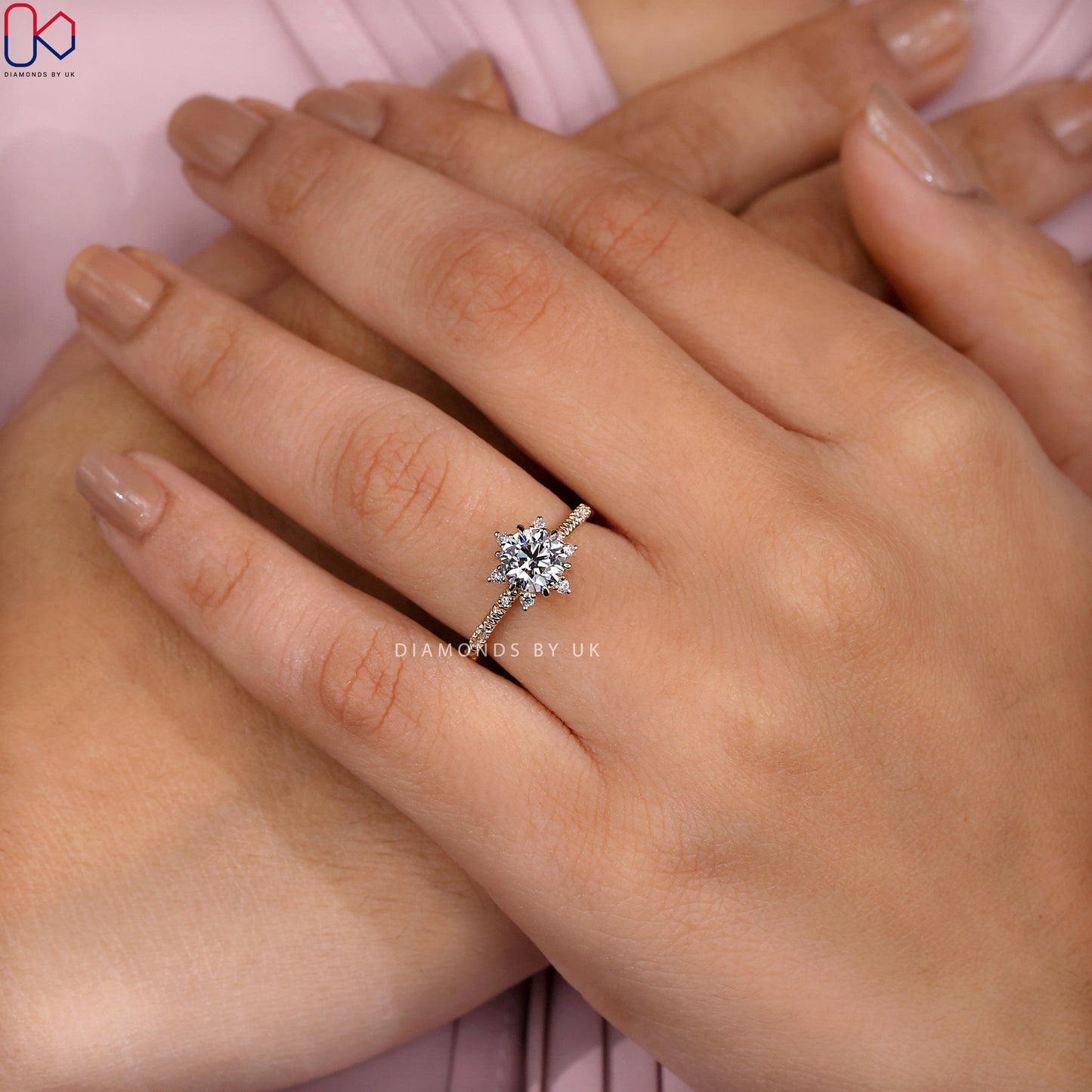 Round Diamond Cluster Engagement Ring