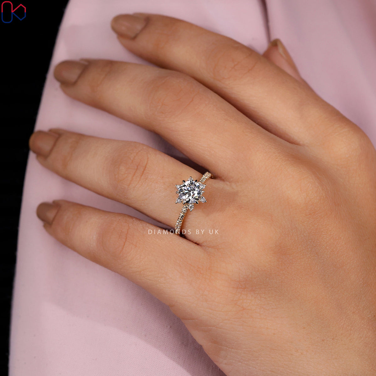 Round Diamond Cluster Engagement Ring