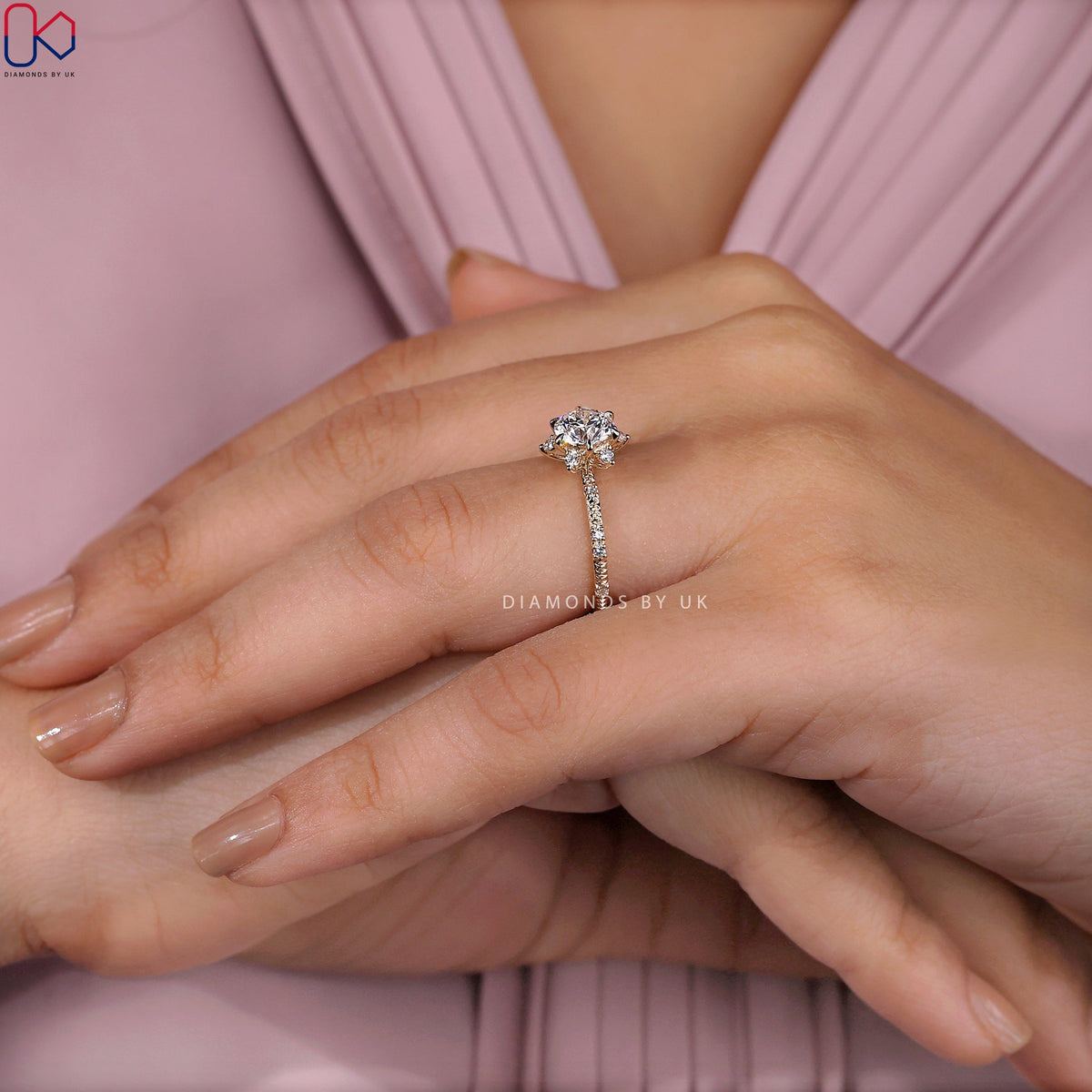 Round Diamond Cluster Engagement Ring
