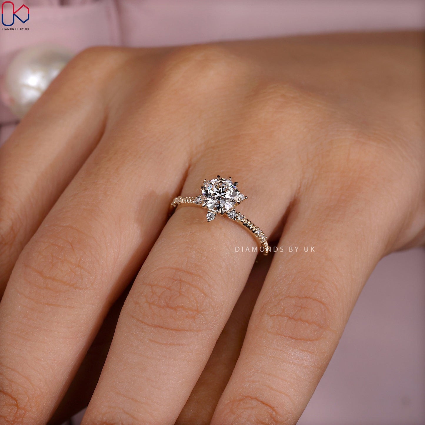 Round Diamond Cluster Engagement Ring