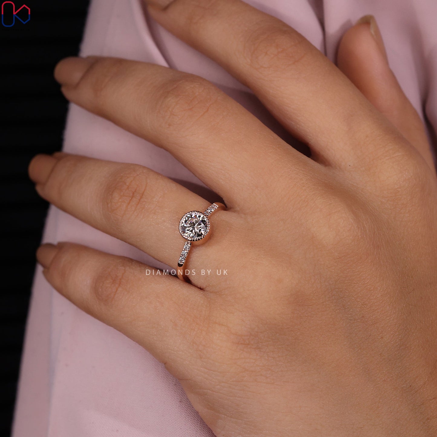 Round Diamond Milgrain Bezel Engagement Ring