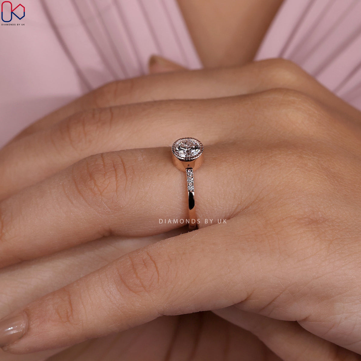 Round Diamond Milgrain Bezel Engagement Ring