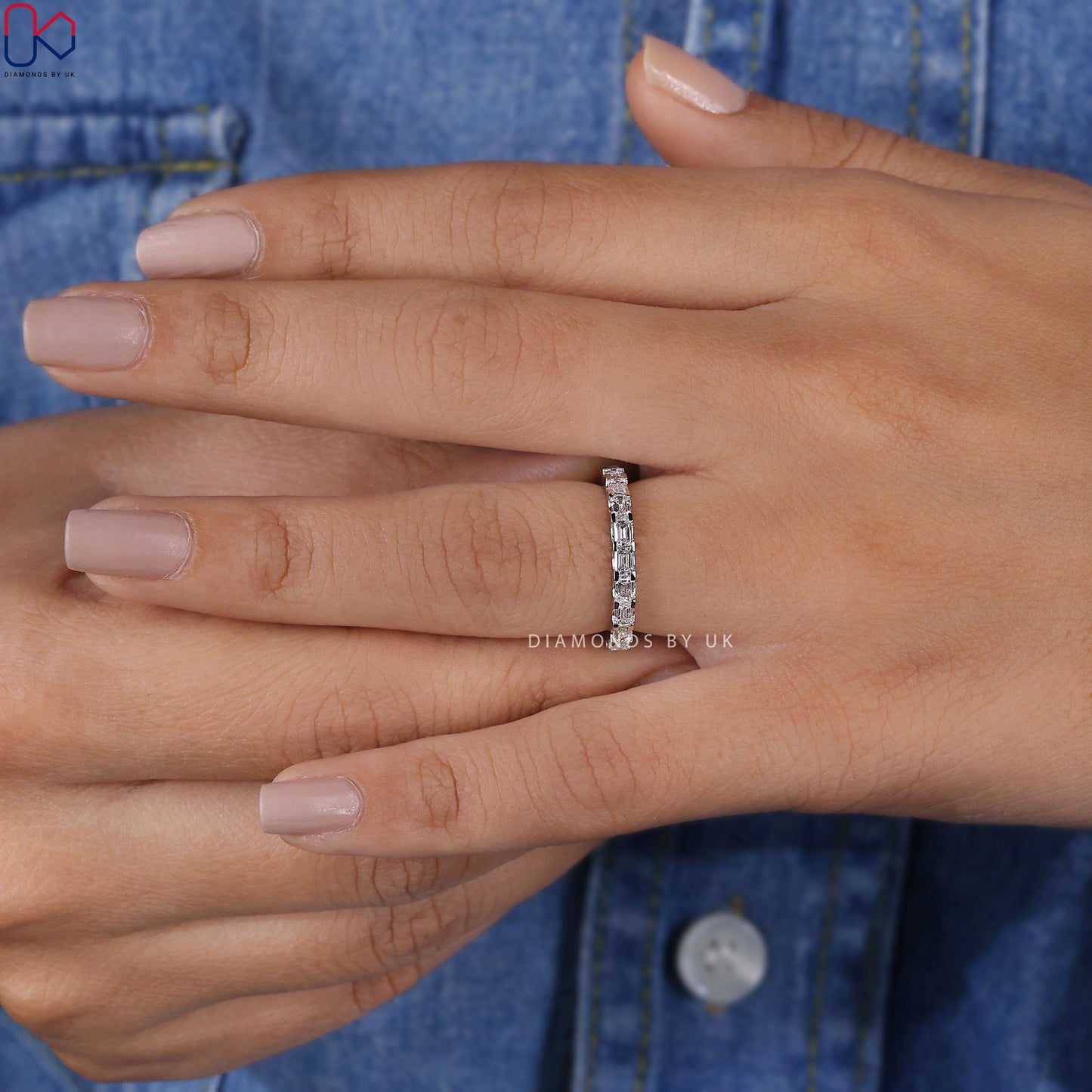 Emerald Cut Wedding Band - 3/4 Eternity