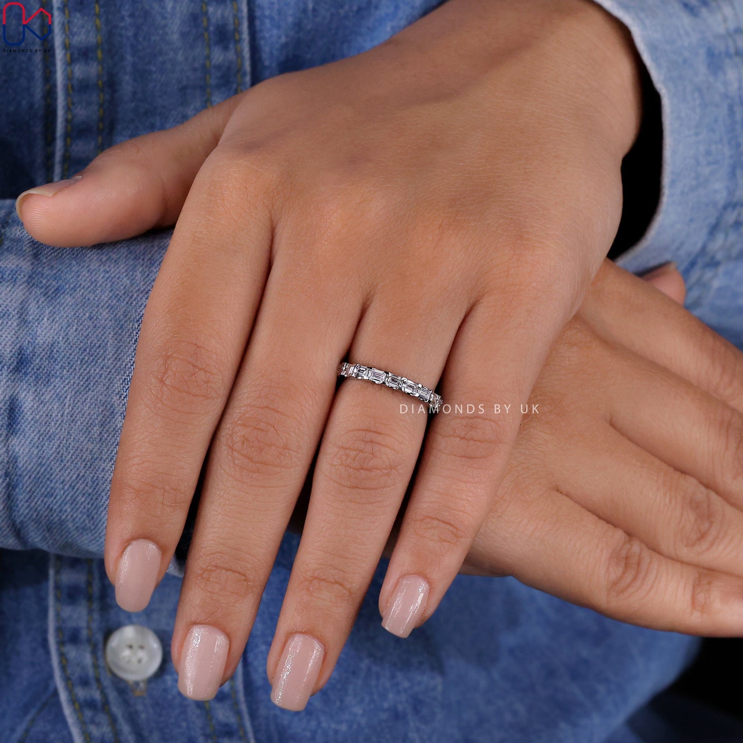 Emerald Cut Wedding Band - 3/4 Eternity