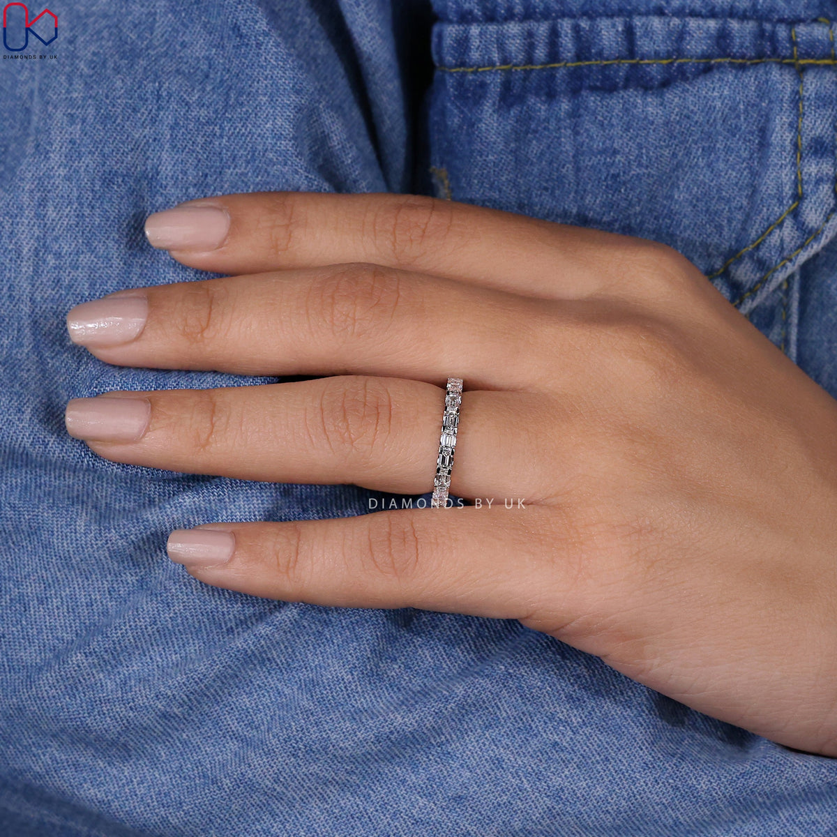 Emerald Cut Wedding Band - 3/4 Eternity