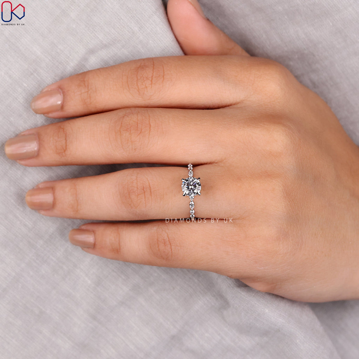 White Gold Round Engagement Ring