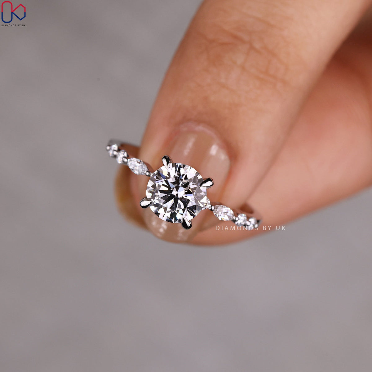 White Gold Round Engagement Ring