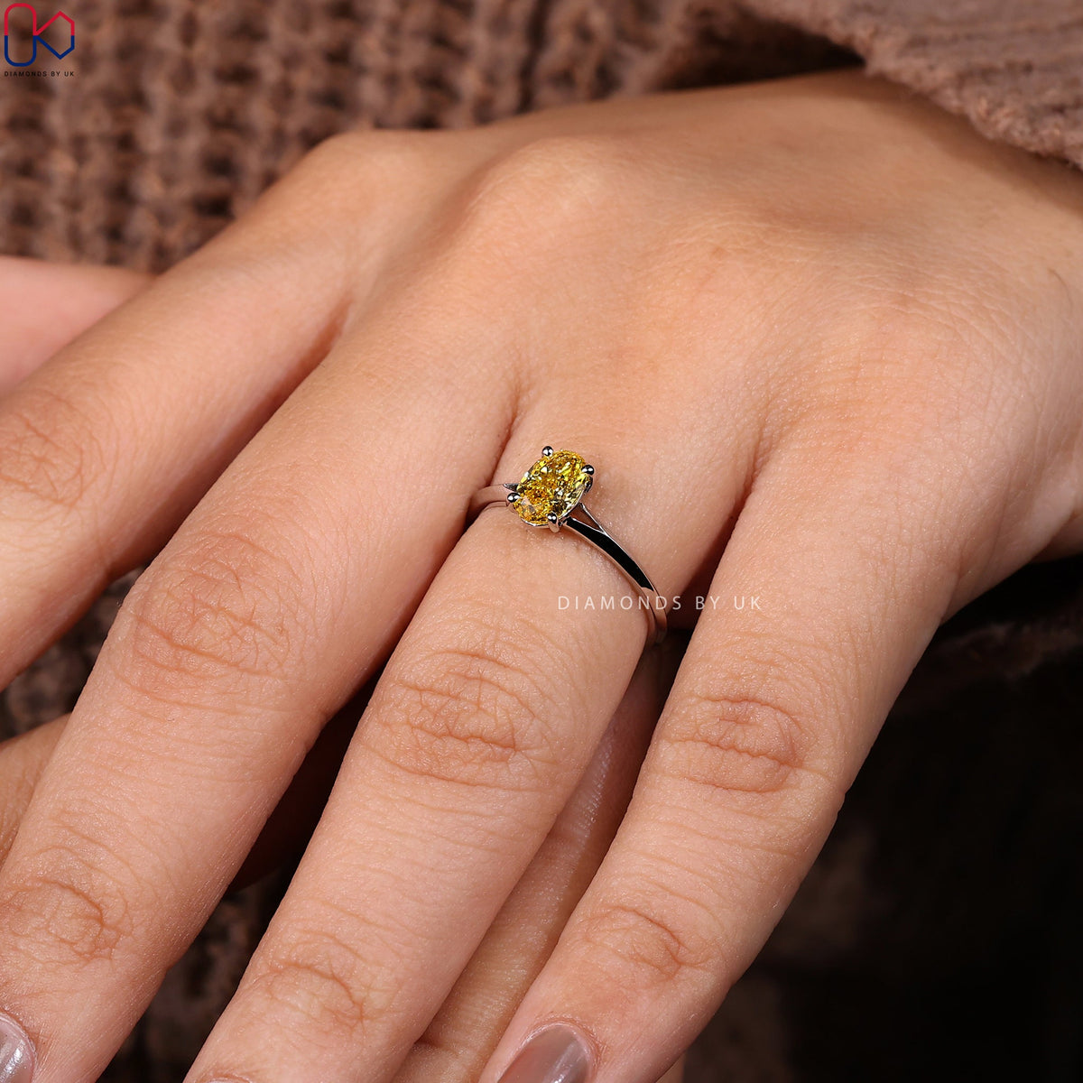 Oval Cut Yellow Diamond Engagement Ring