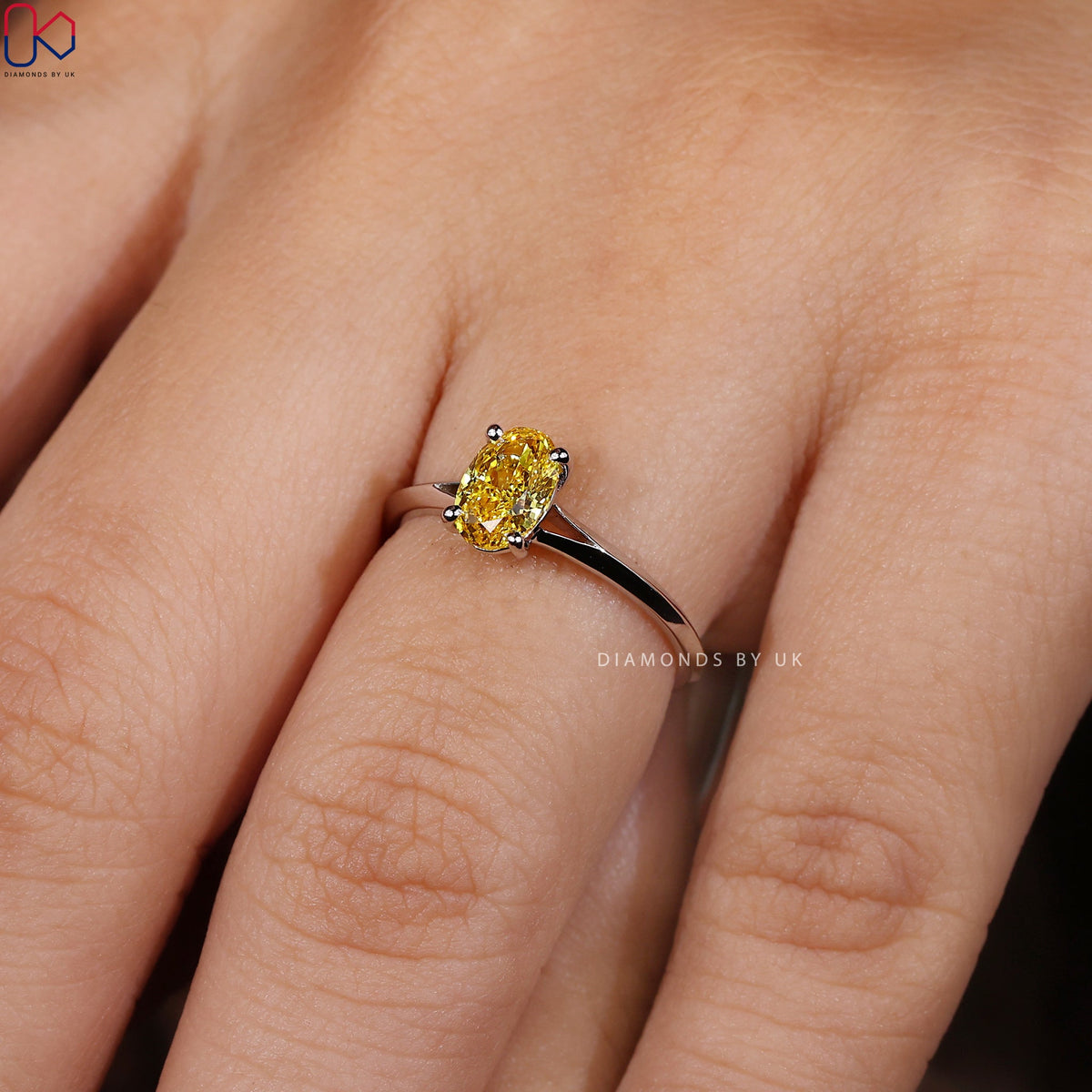 Oval Cut Yellow Diamond Engagement Ring