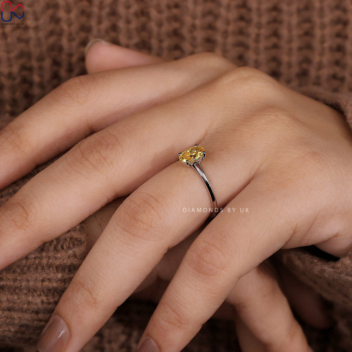 Oval Cut Yellow Diamond Engagement Ring