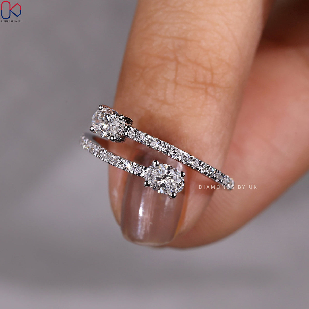 Oval Diamond Ring In Bypass Setting