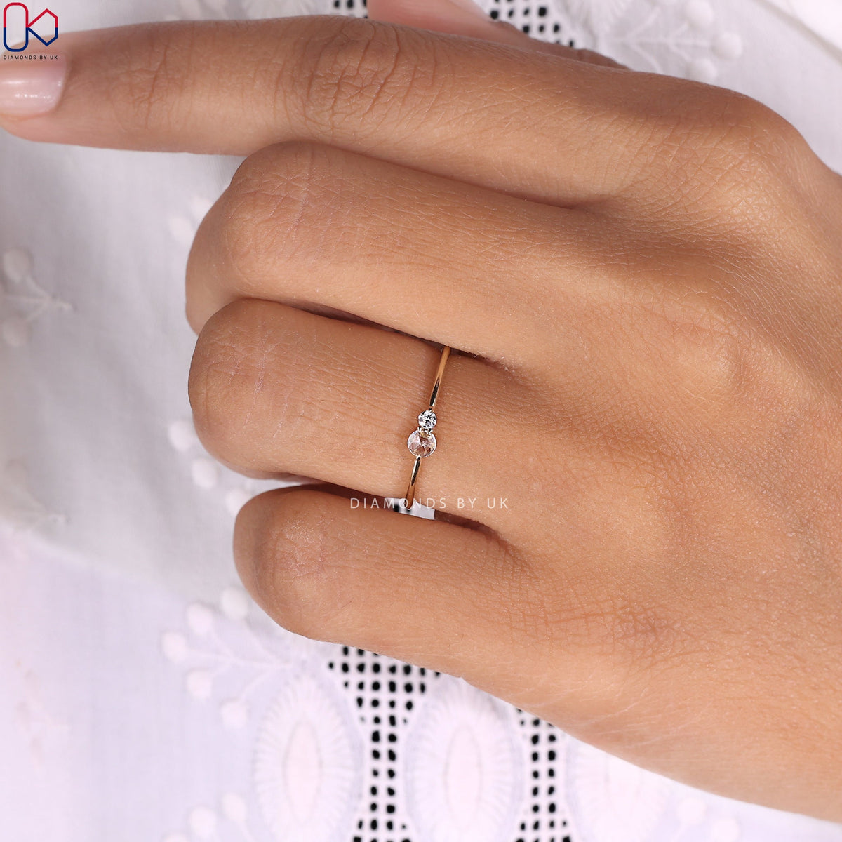 Round Rose Cut Two Stone Ring