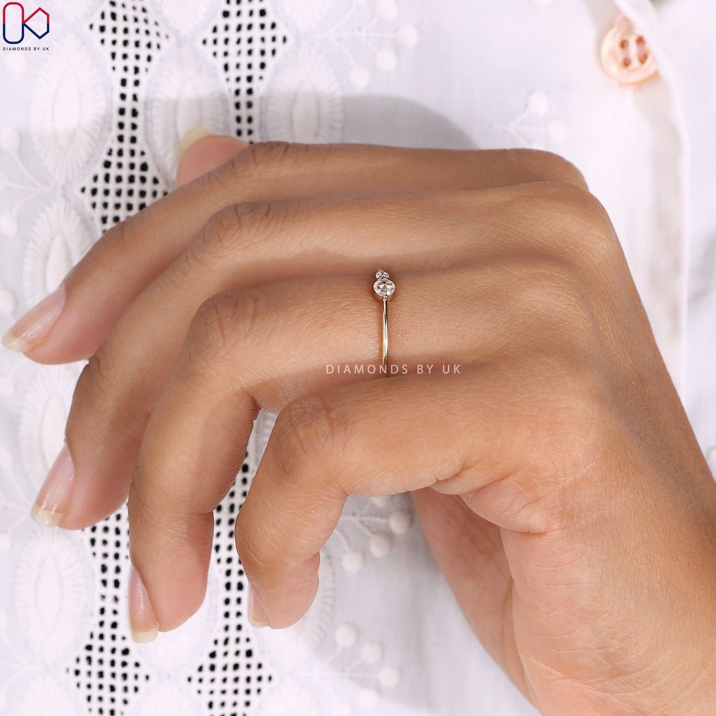 Round Rose Cut Two Stone Ring