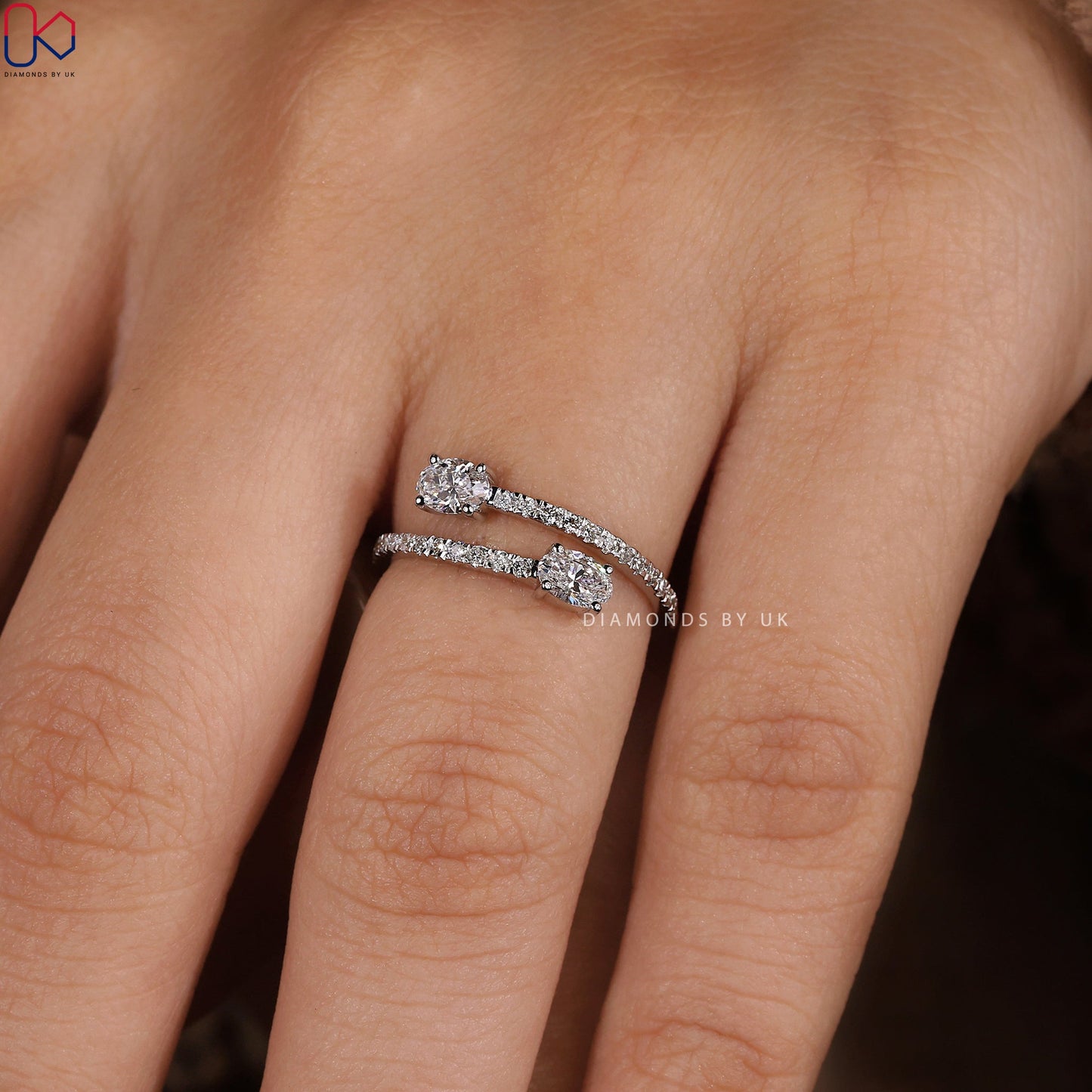 Oval Diamond Ring In Bypass Setting