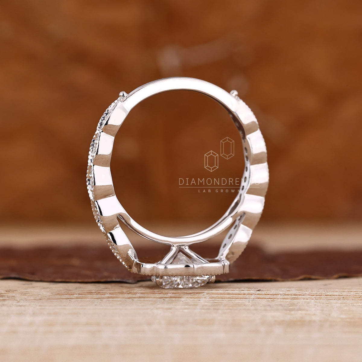 Heart Shaped Diamond Ring with Milgrain Details