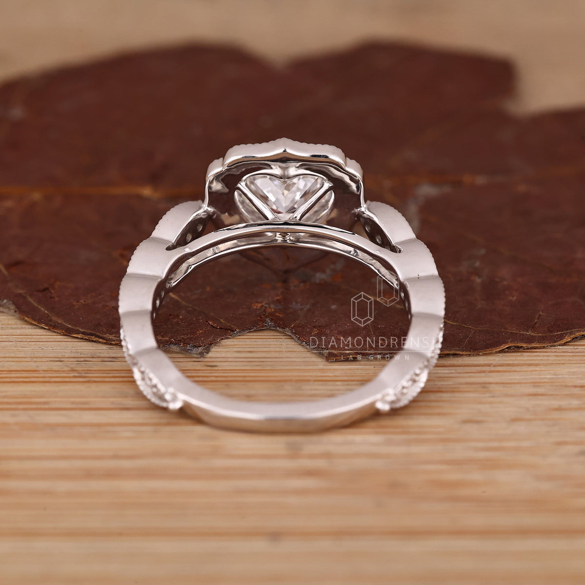 Heart Shaped Diamond Ring with Milgrain Details
