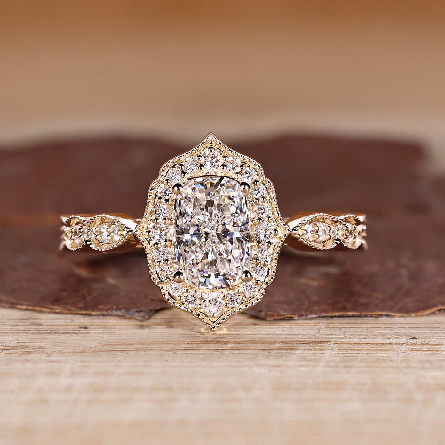 Vintage Style Elongated Cushion Cut Ring