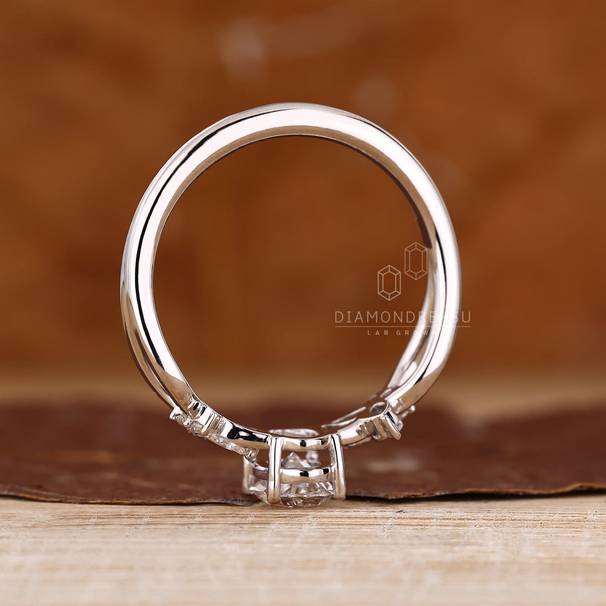 Nature Inspired Oval Diamond Engagement Ring