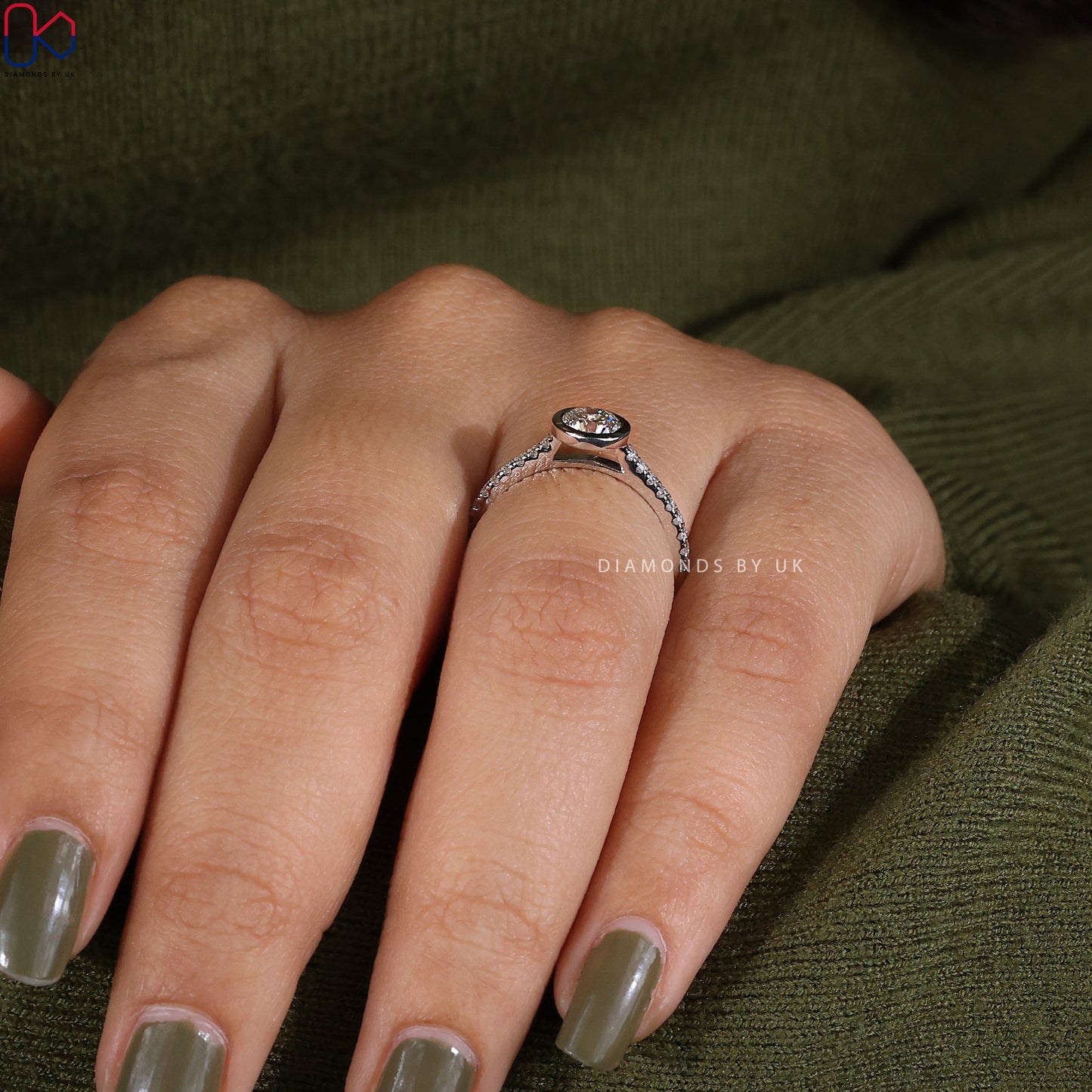 Bezel Round Diamond Ring In White Gold