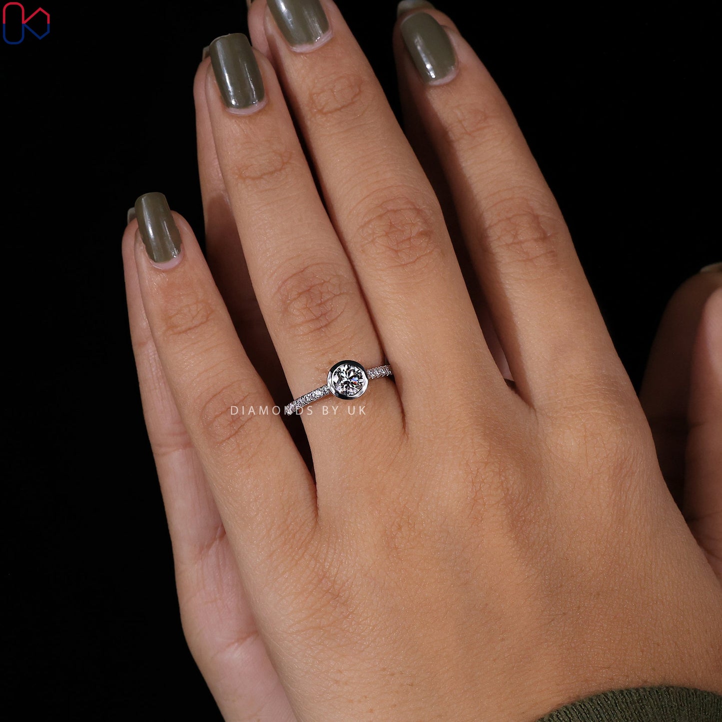 Bezel Round Diamond Ring In White Gold