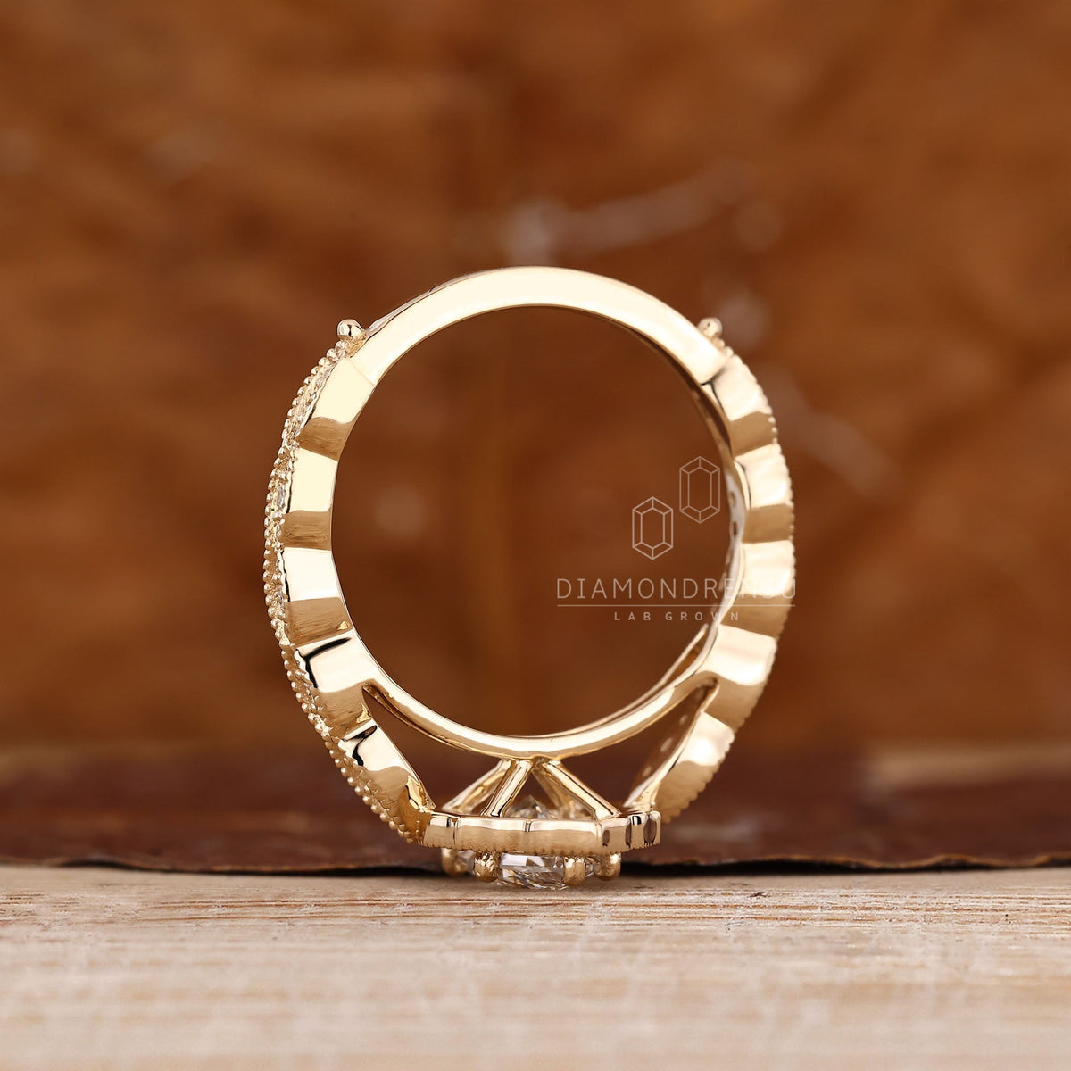 Dutch Marquise Ring with Round Cut Pave Band