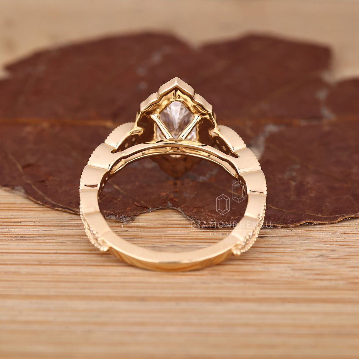 Dutch Marquise Ring with Round Cut Pave Band