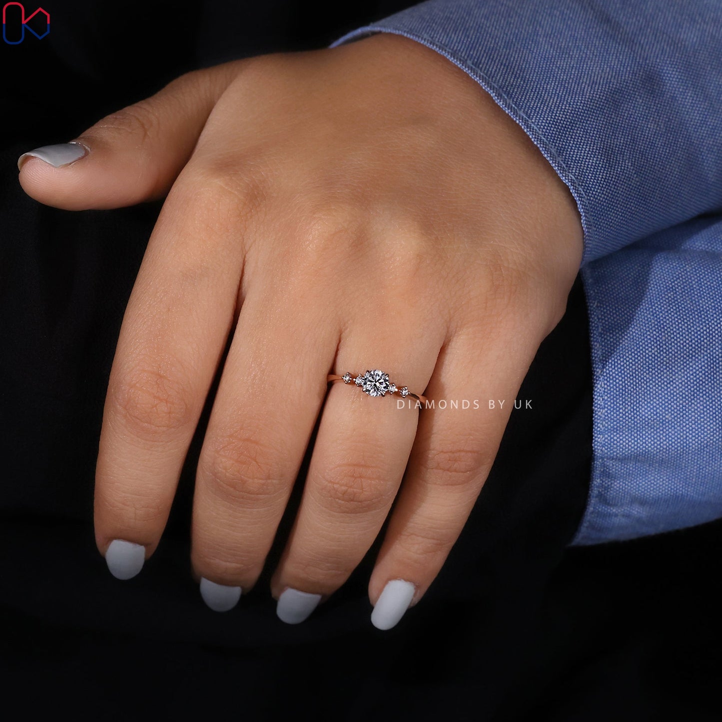 5 Stone Diamond Ring In Rose Gold Band