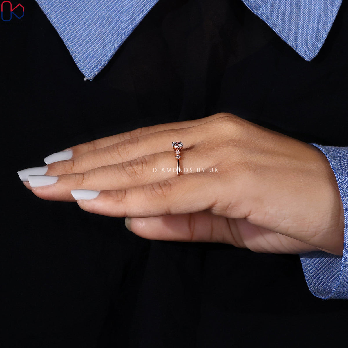 5 Stone Diamond Ring In Rose Gold Band