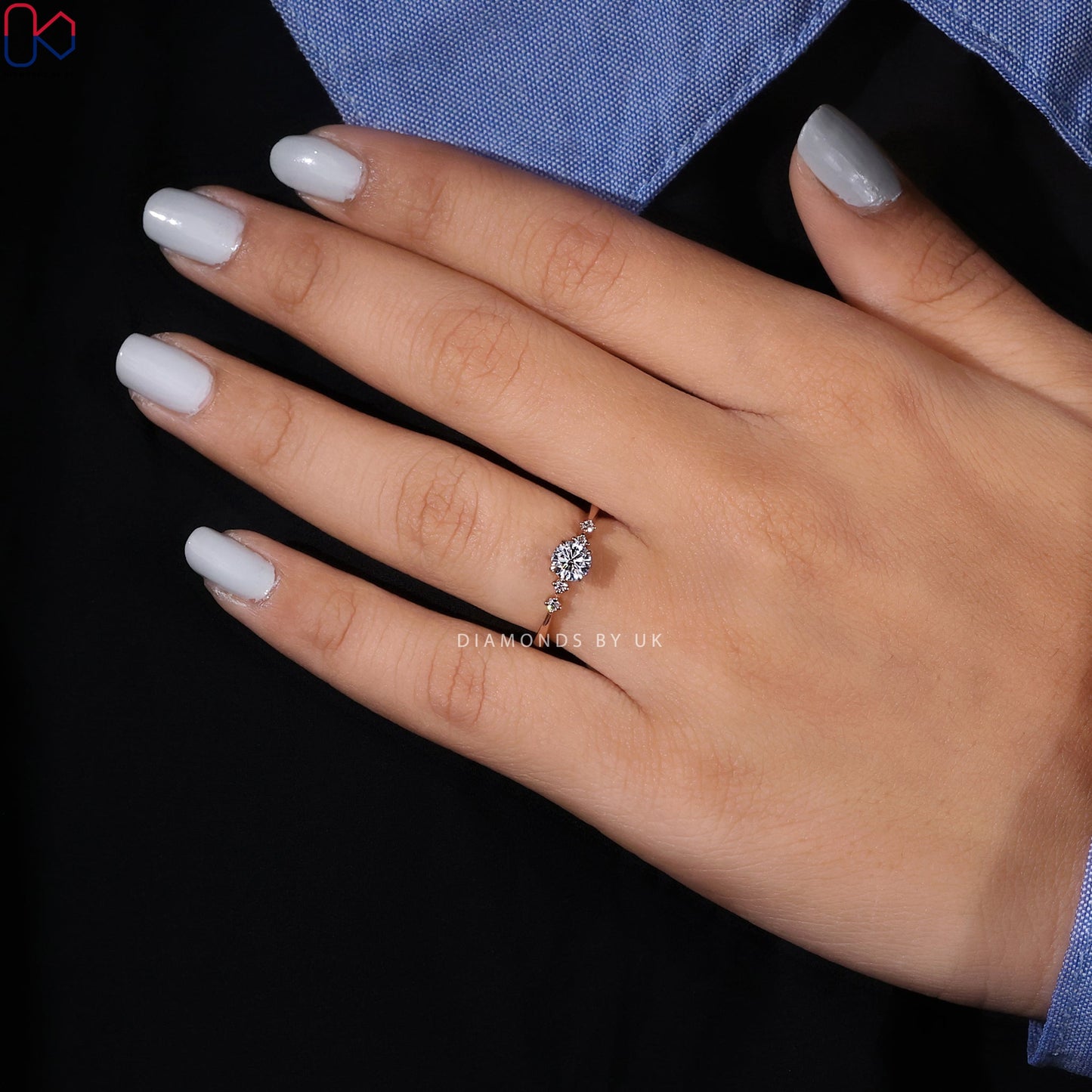 5 Stone Diamond Ring In Rose Gold Band