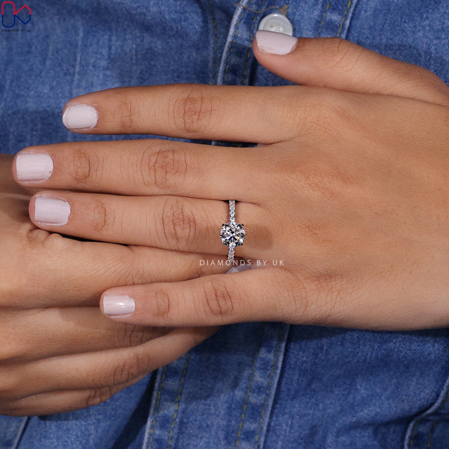 Round Diamond Double Hidden Halo Engagement Ring