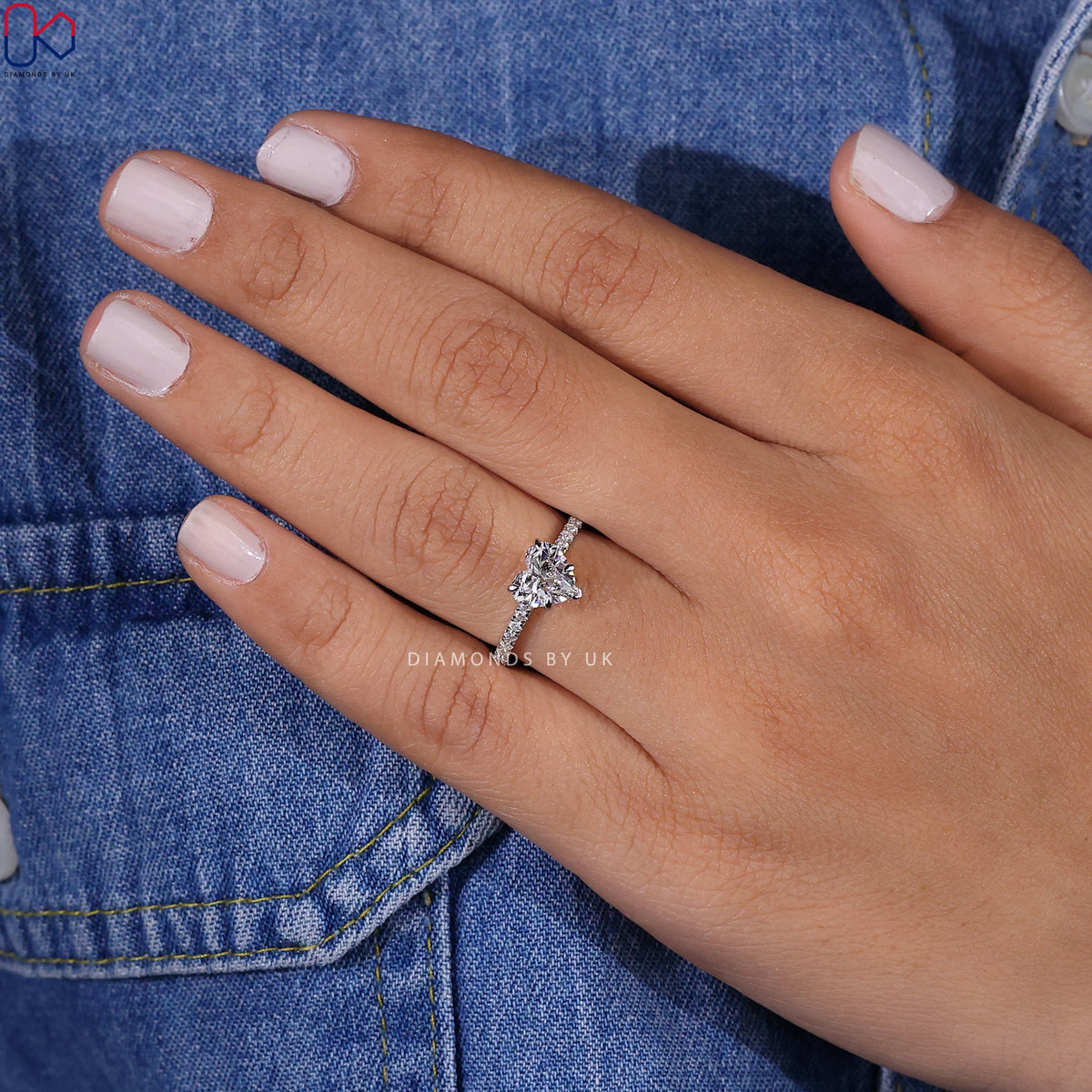 Heart Diamond Ring In Pave Setting