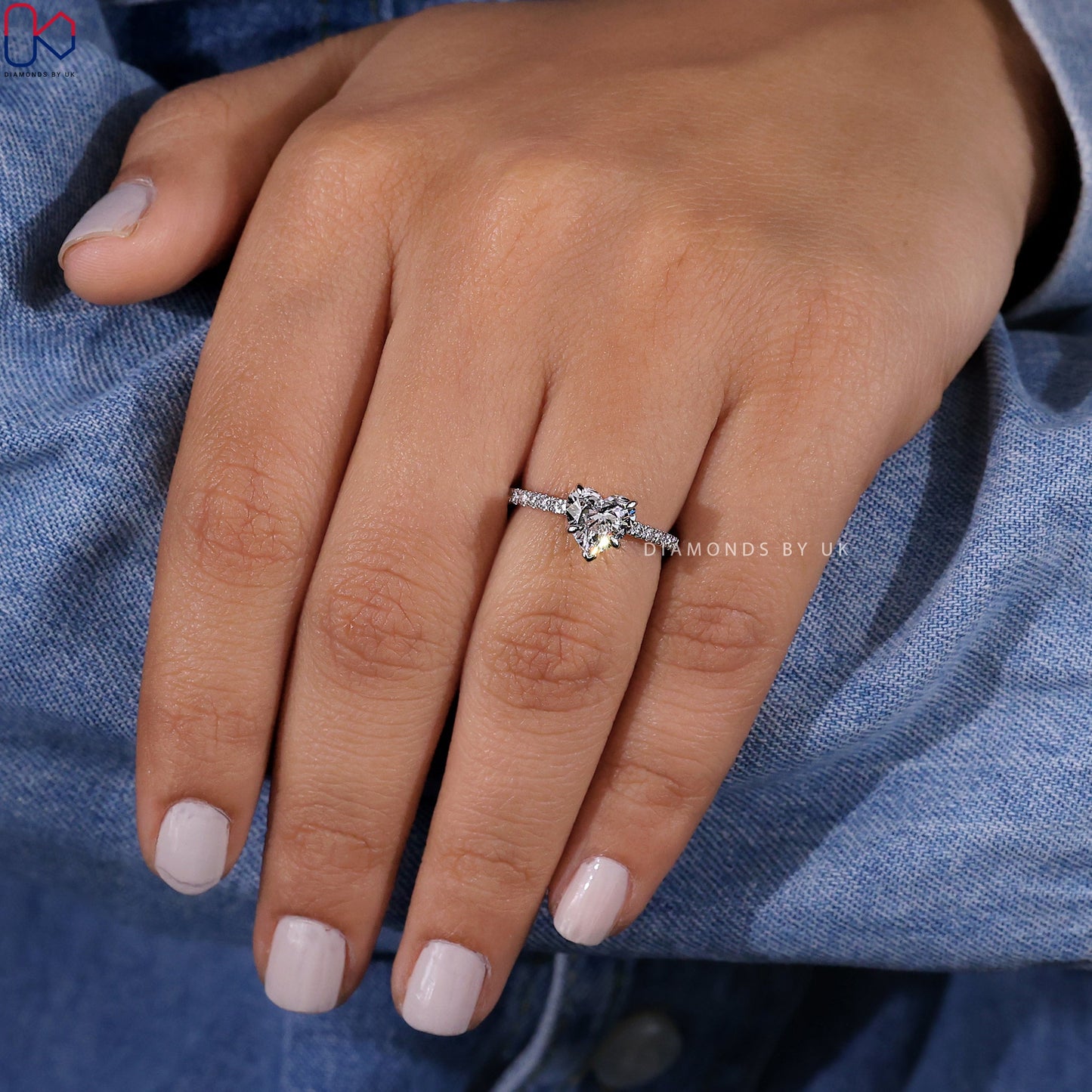 Heart Diamond Ring In Pave Setting