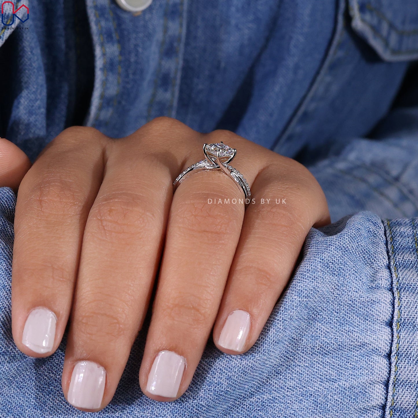Twisted Pave Princess Cut Diamond Ring