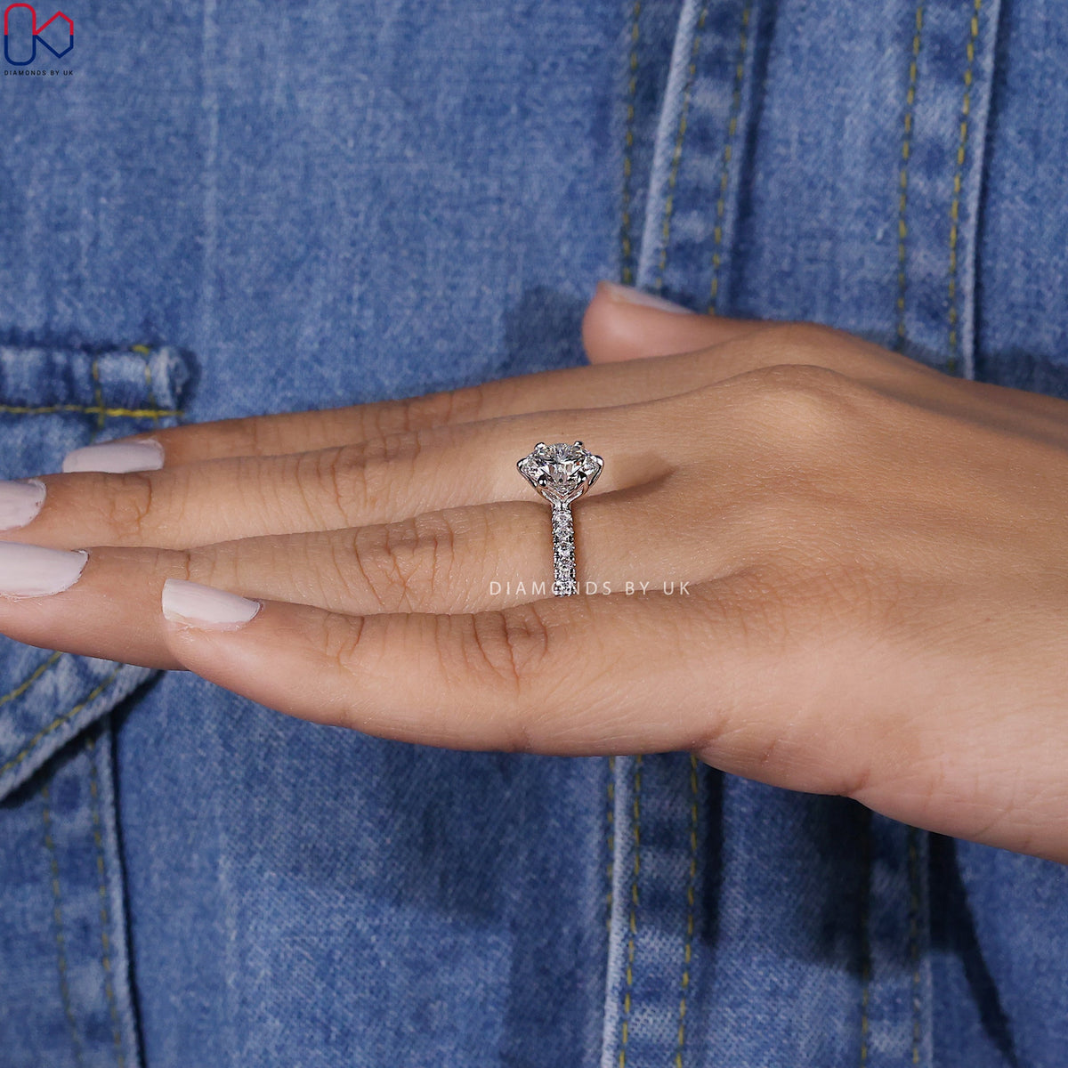 Round Diamond Tulip Setting Engagement Ring