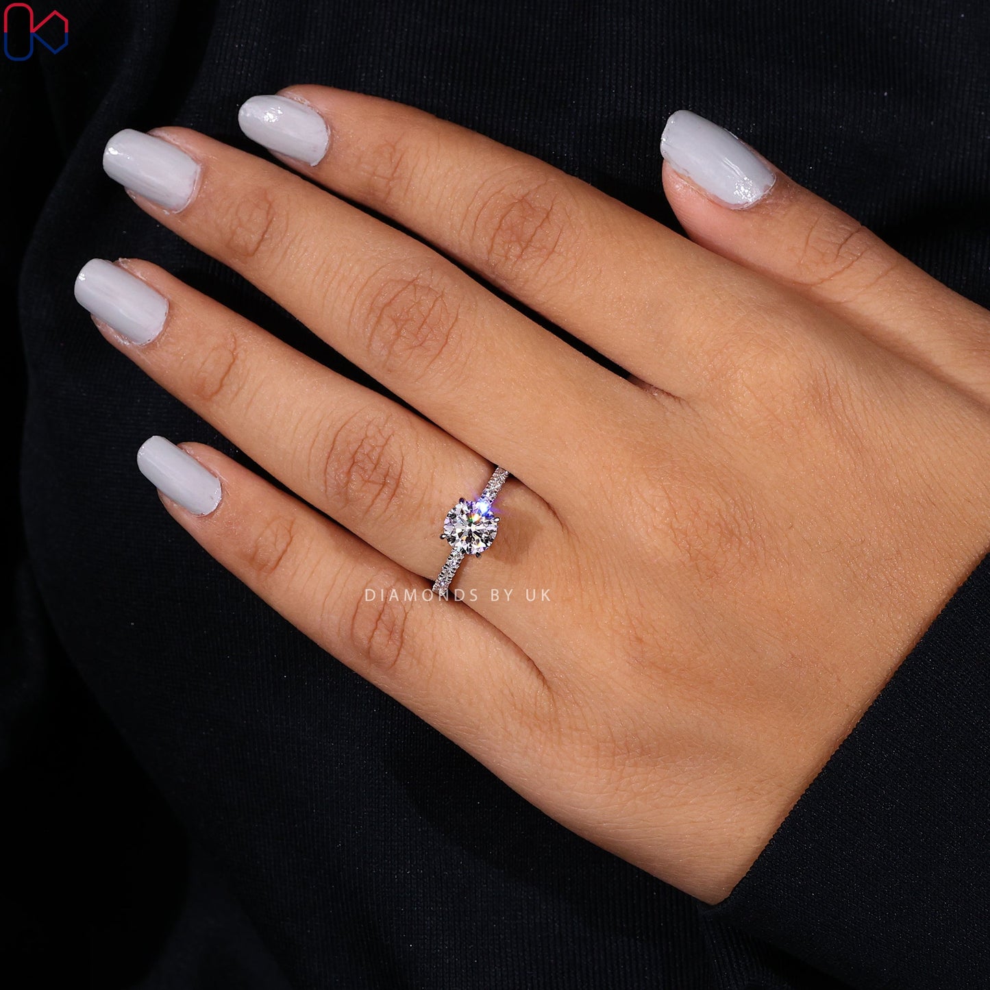 Round Diamond Hidden Halo Ring In White gold