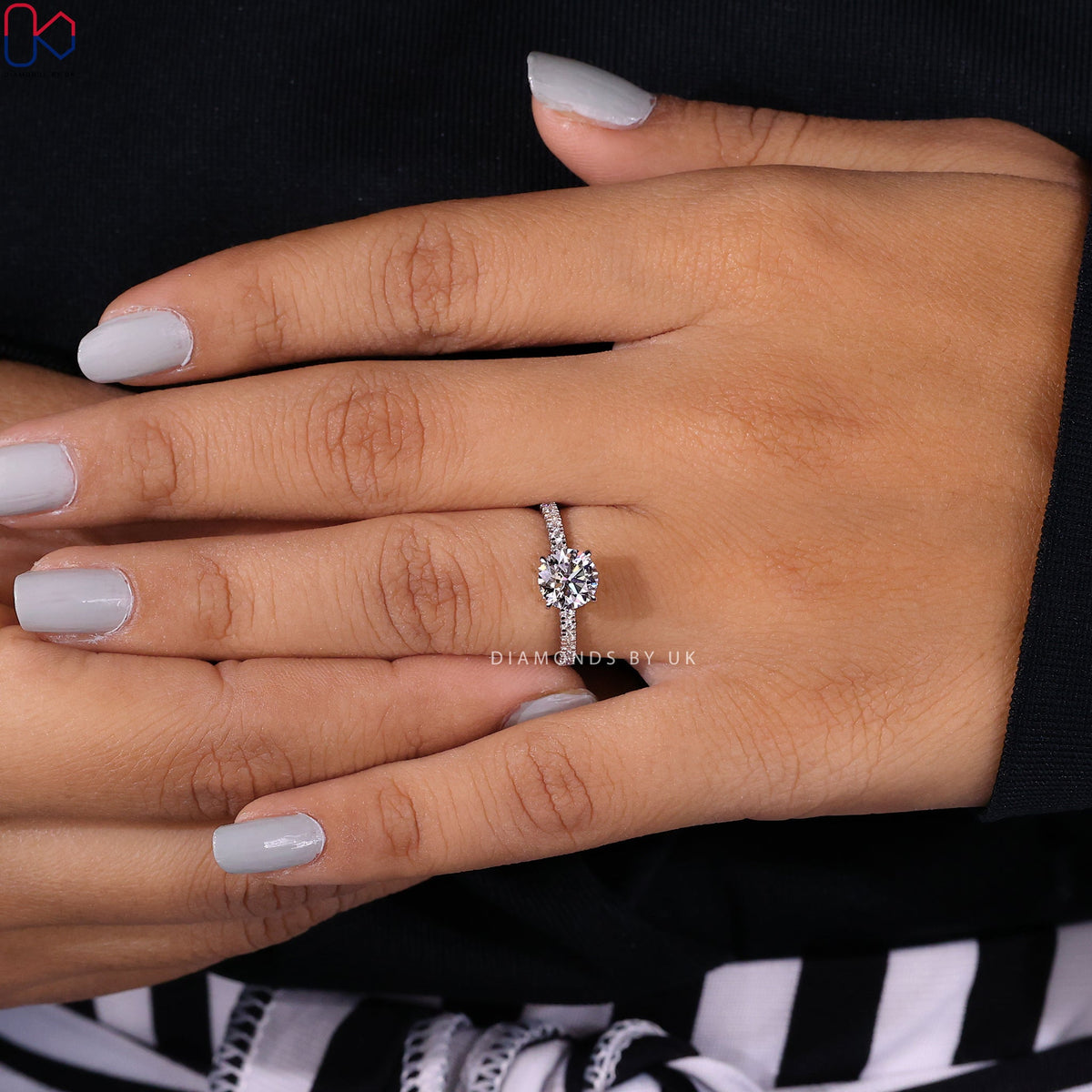 Round Diamond Hidden Halo Ring In White gold