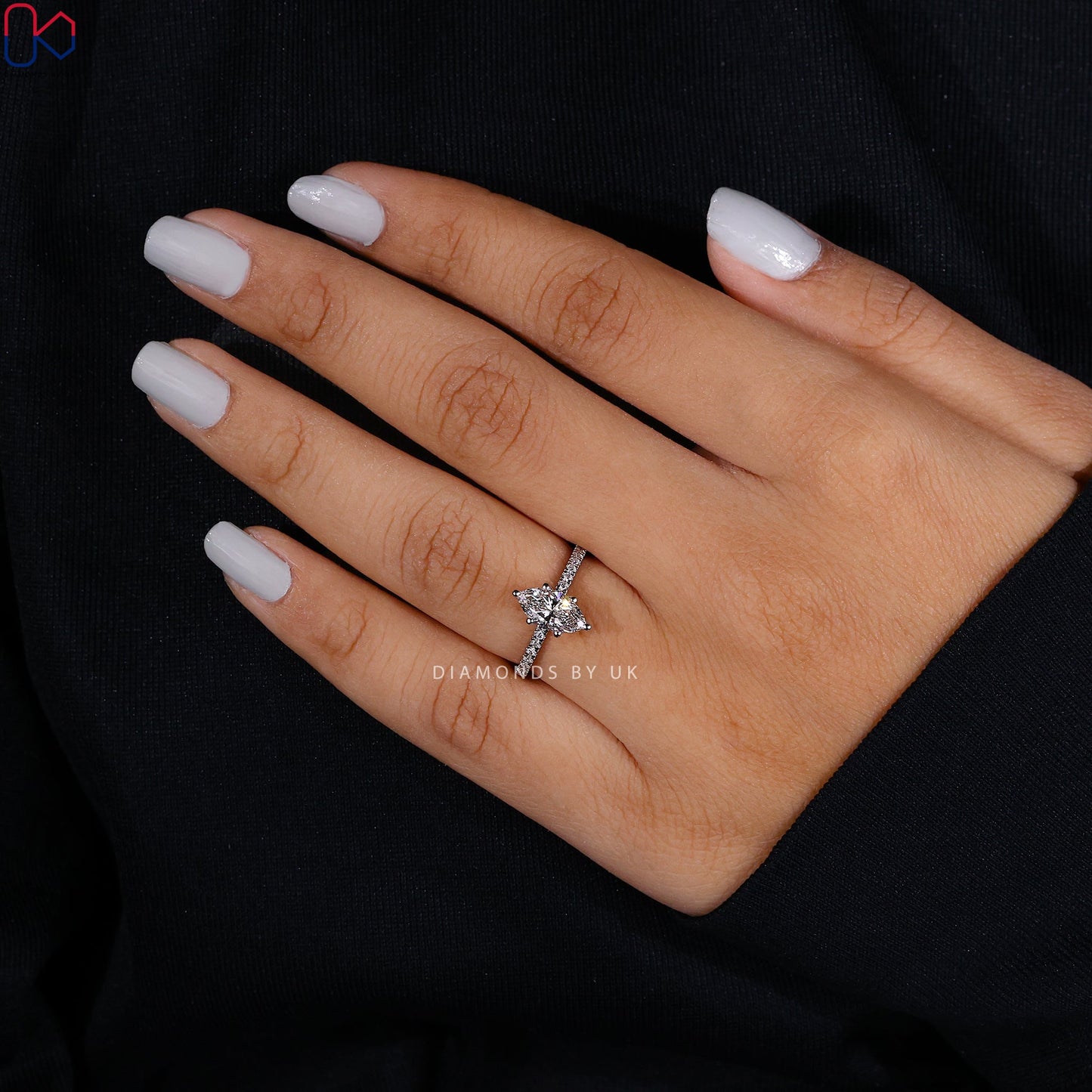 Marquise Diamond Engagement Ring With Pave Setting