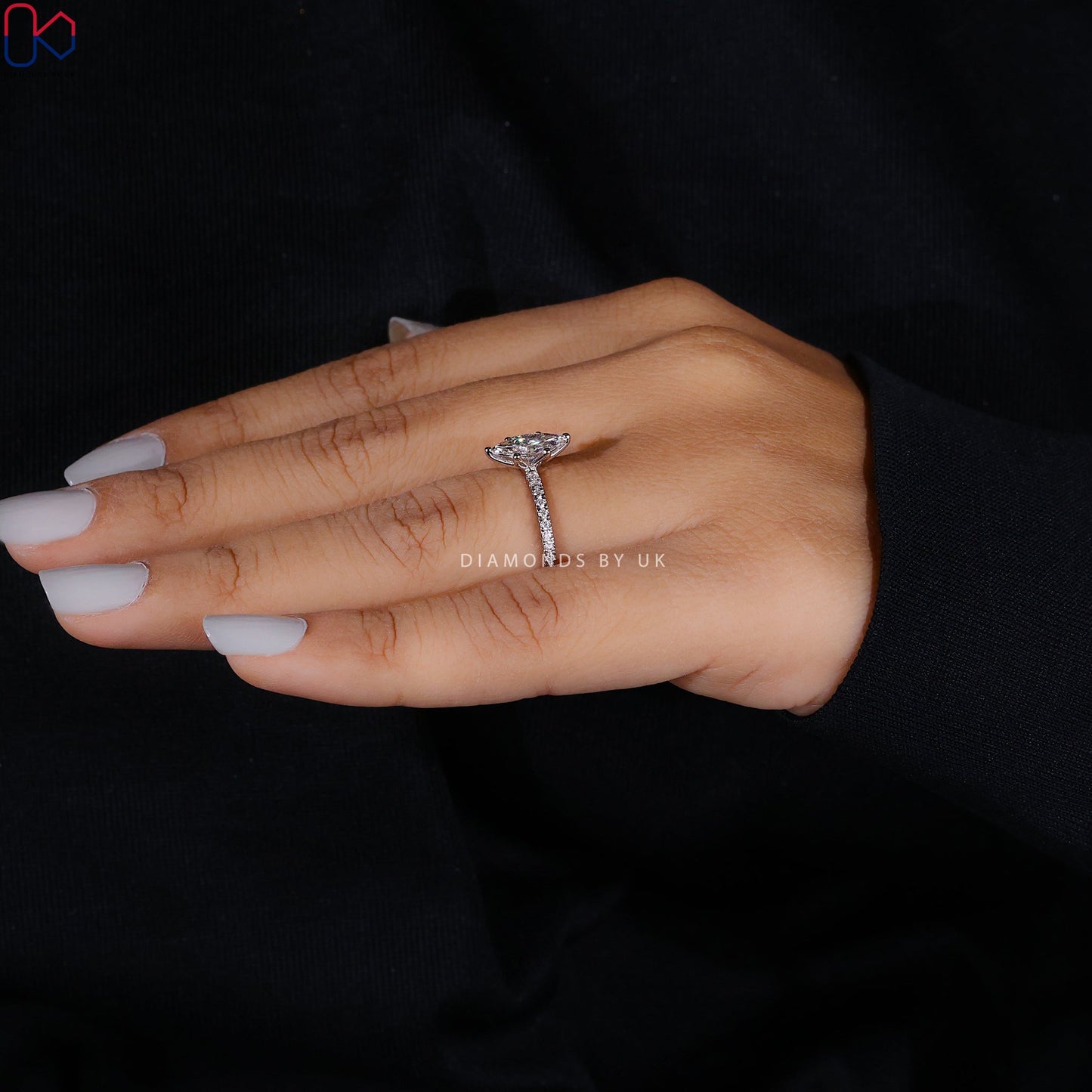 Marquise Diamond Engagement Ring With Pave Setting