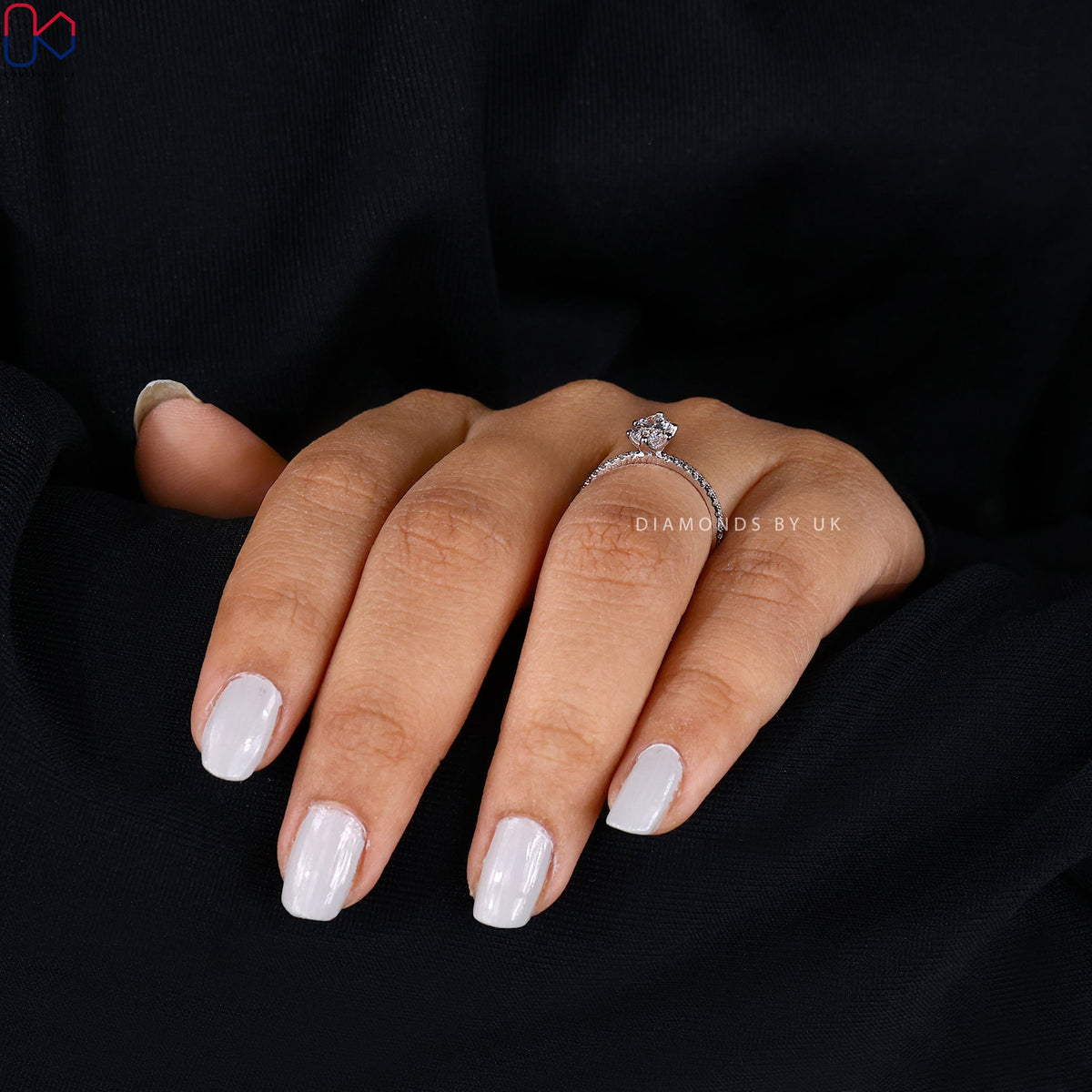 Marquise Diamond Engagement Ring With Pave Setting