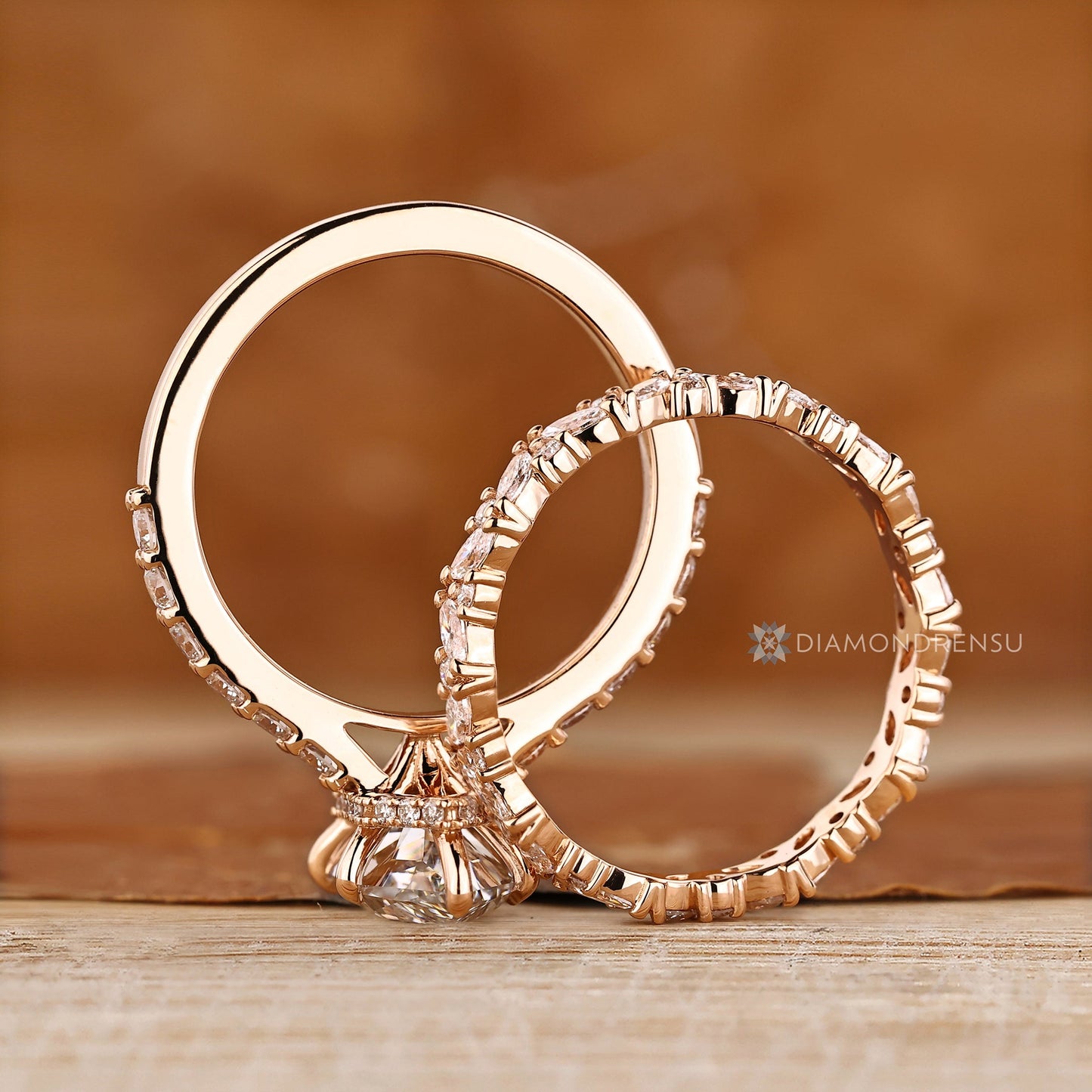 Dutch Marquise Wedding Ring With Round Pave Style