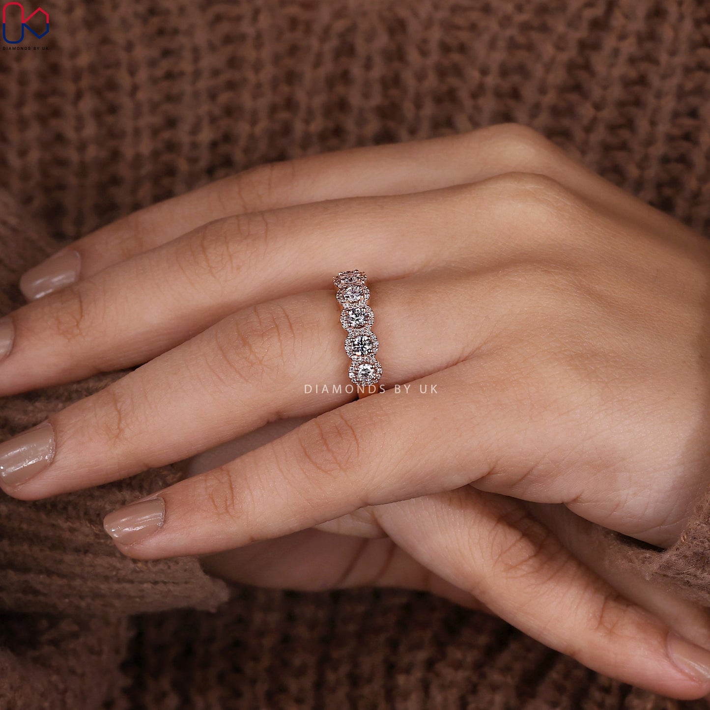 Round Cut Seven Stone Diamond Band