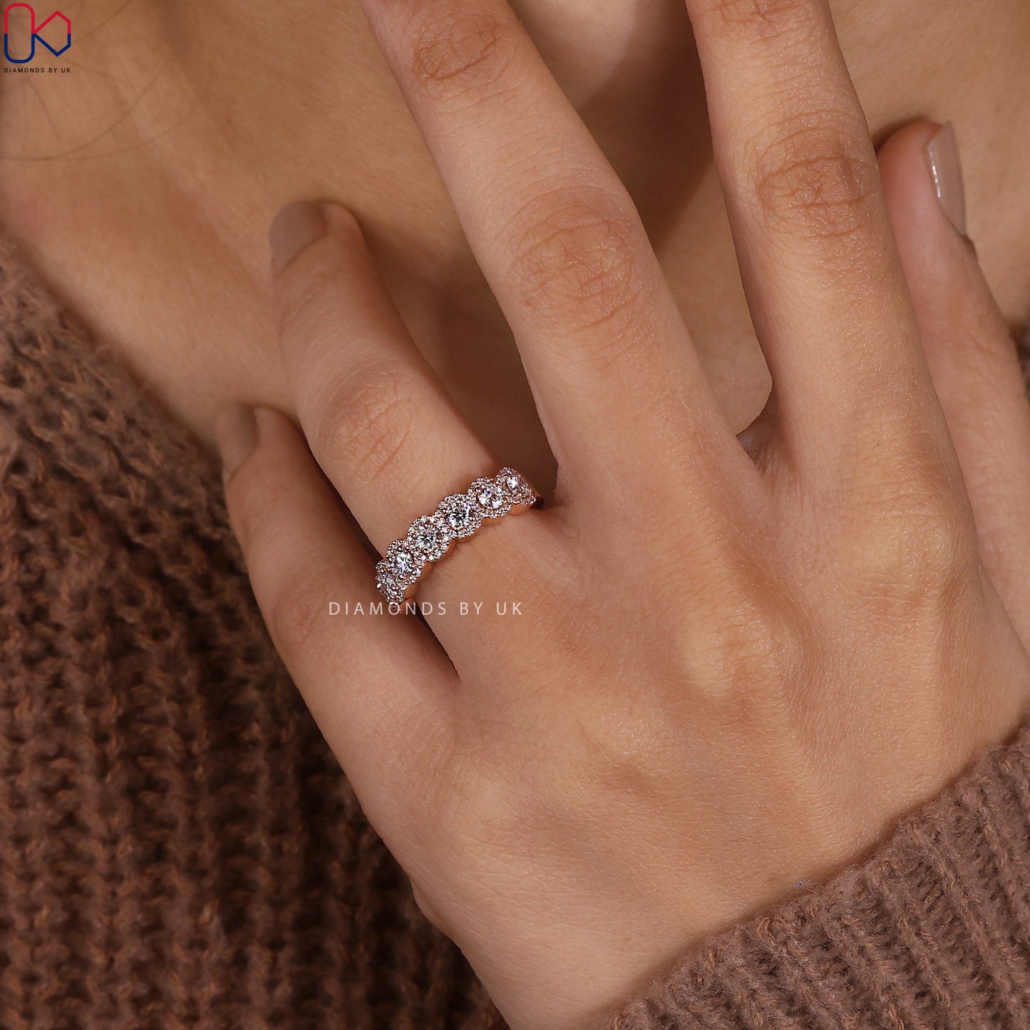 Round Cut Seven Stone Diamond Band