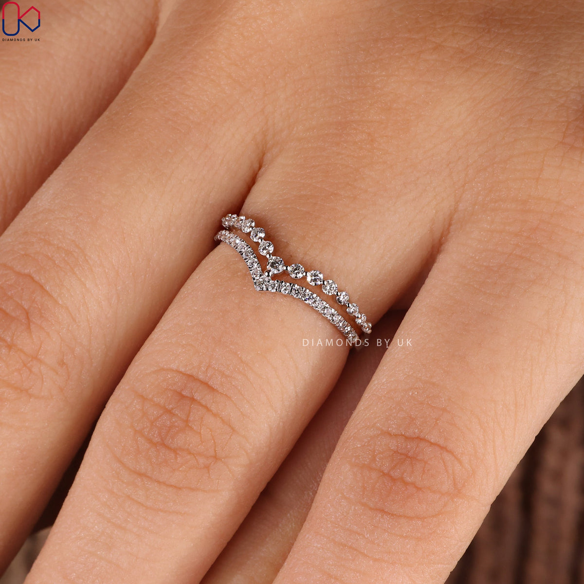 Round Cut Double Row Diamond Band