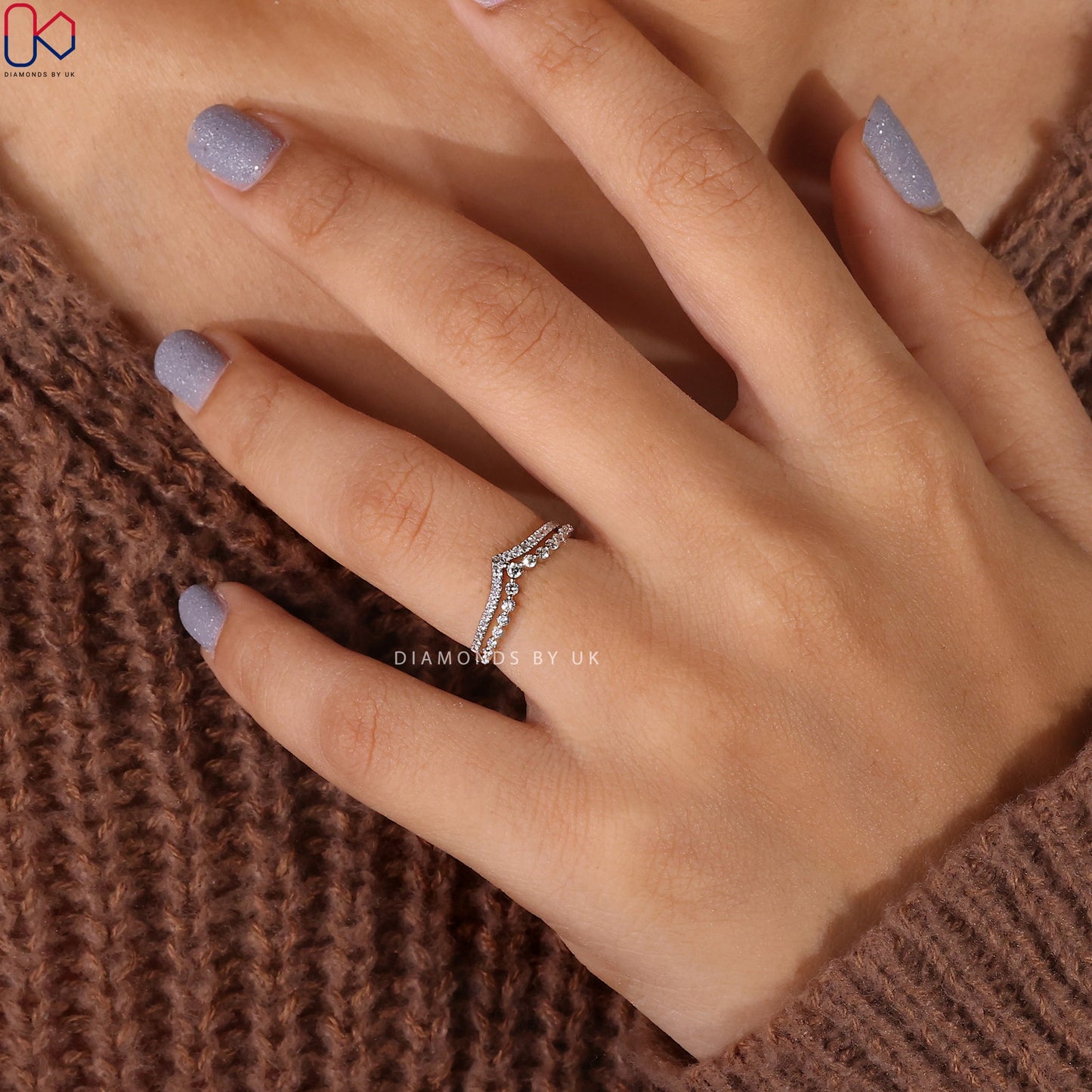 Round Cut Double Row Diamond Band