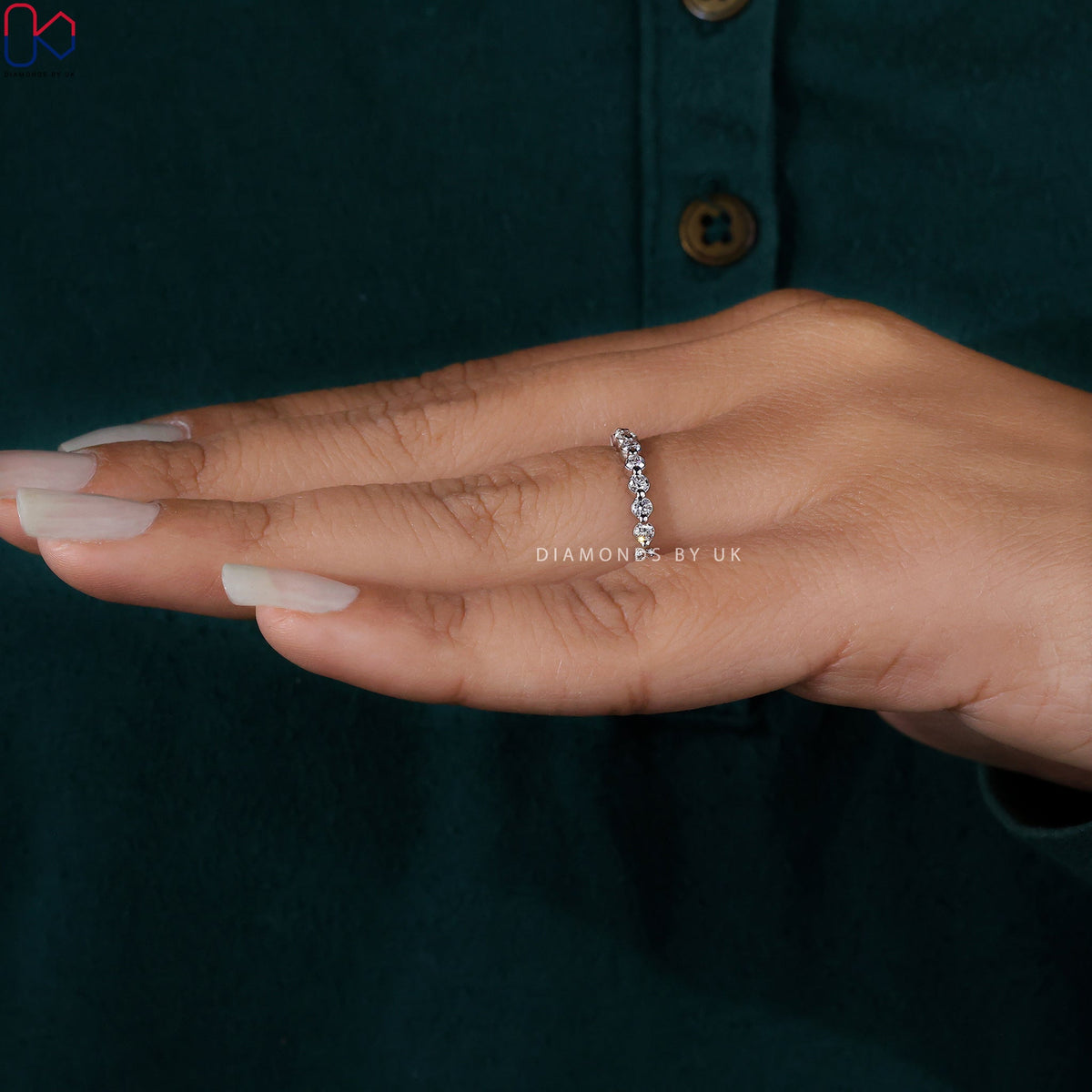 Half Eternity Wedding Band - Round Diamonds