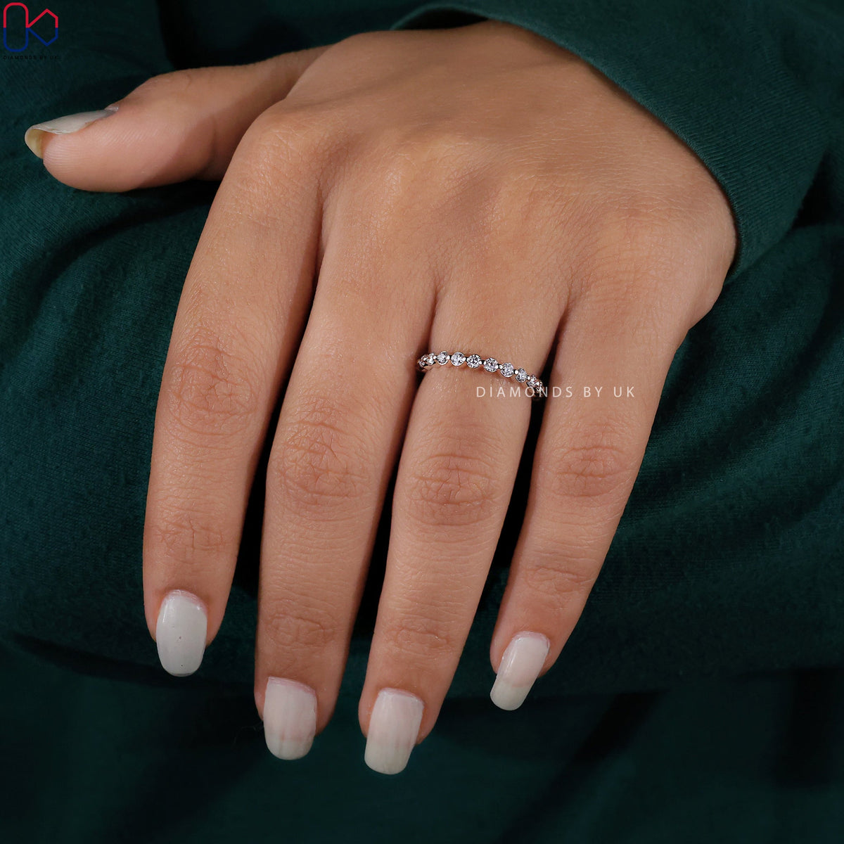 Half Eternity Wedding Band - Round Diamonds