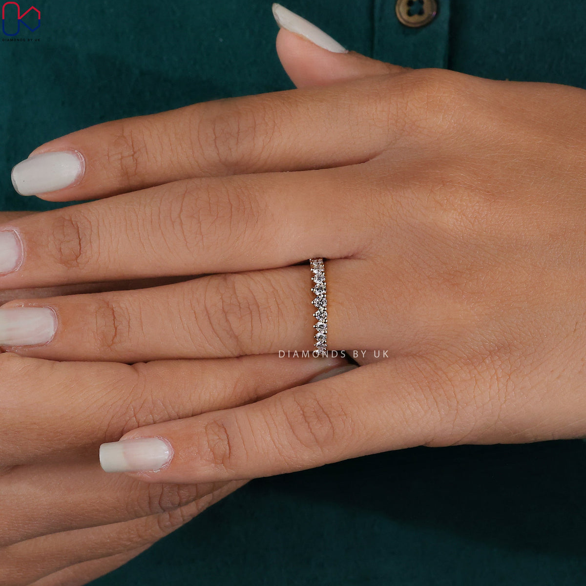 Round Cut Lab Grown Half Eternity Band