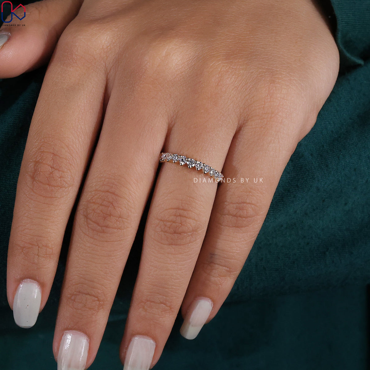 Round Cut Lab Grown Half Eternity Band