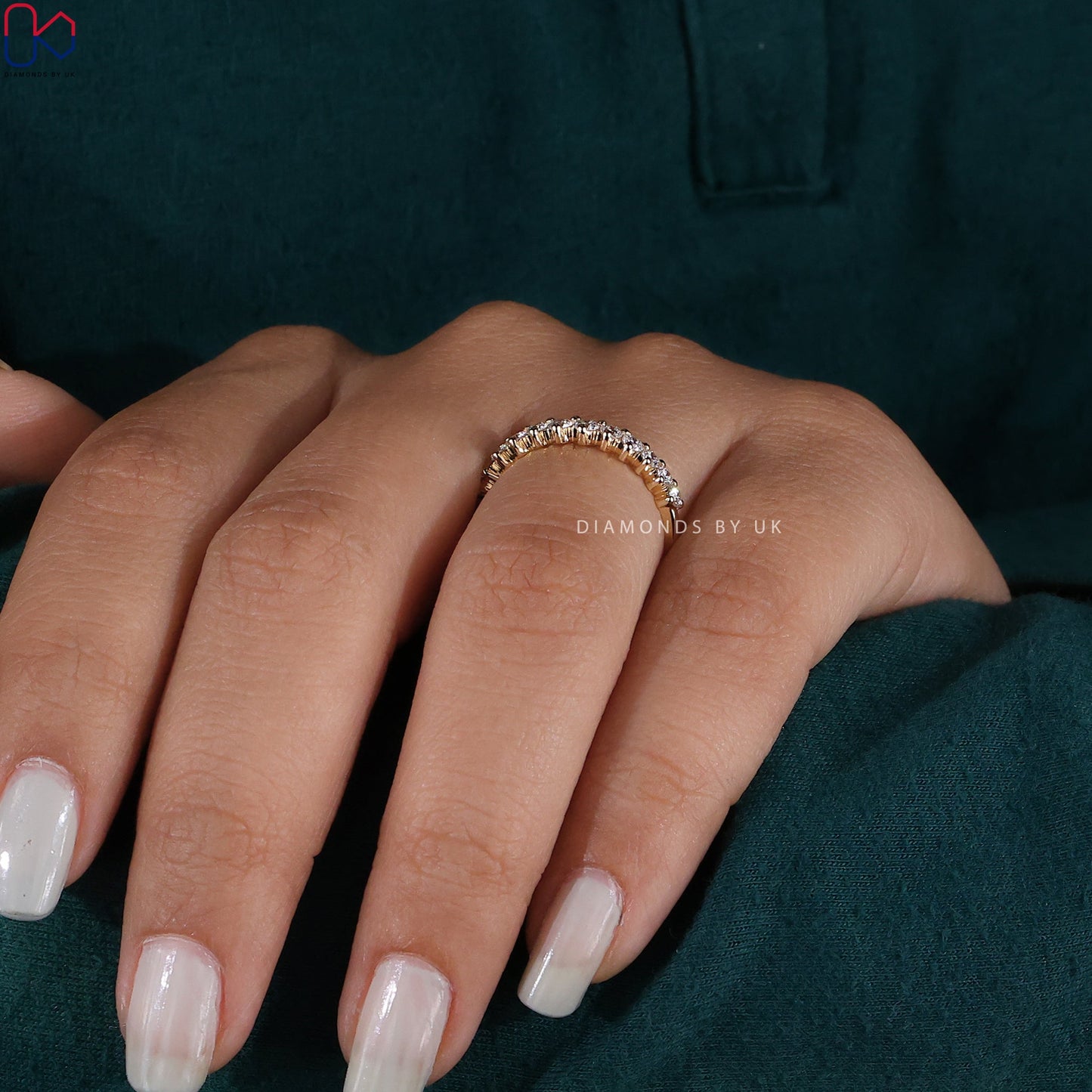 Round Cut Lab Grown Half Eternity Band
